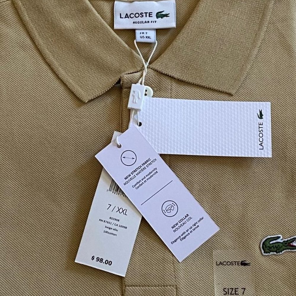 Lacoste Men's Cotton Regular Fit Polo Shirt , NEW